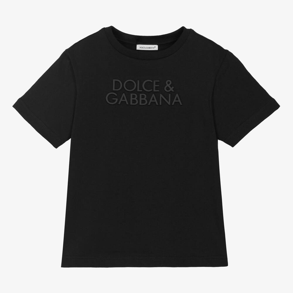 Dolce & Gabbana - Girls Black Cotton T-Shirt | Childrensalon