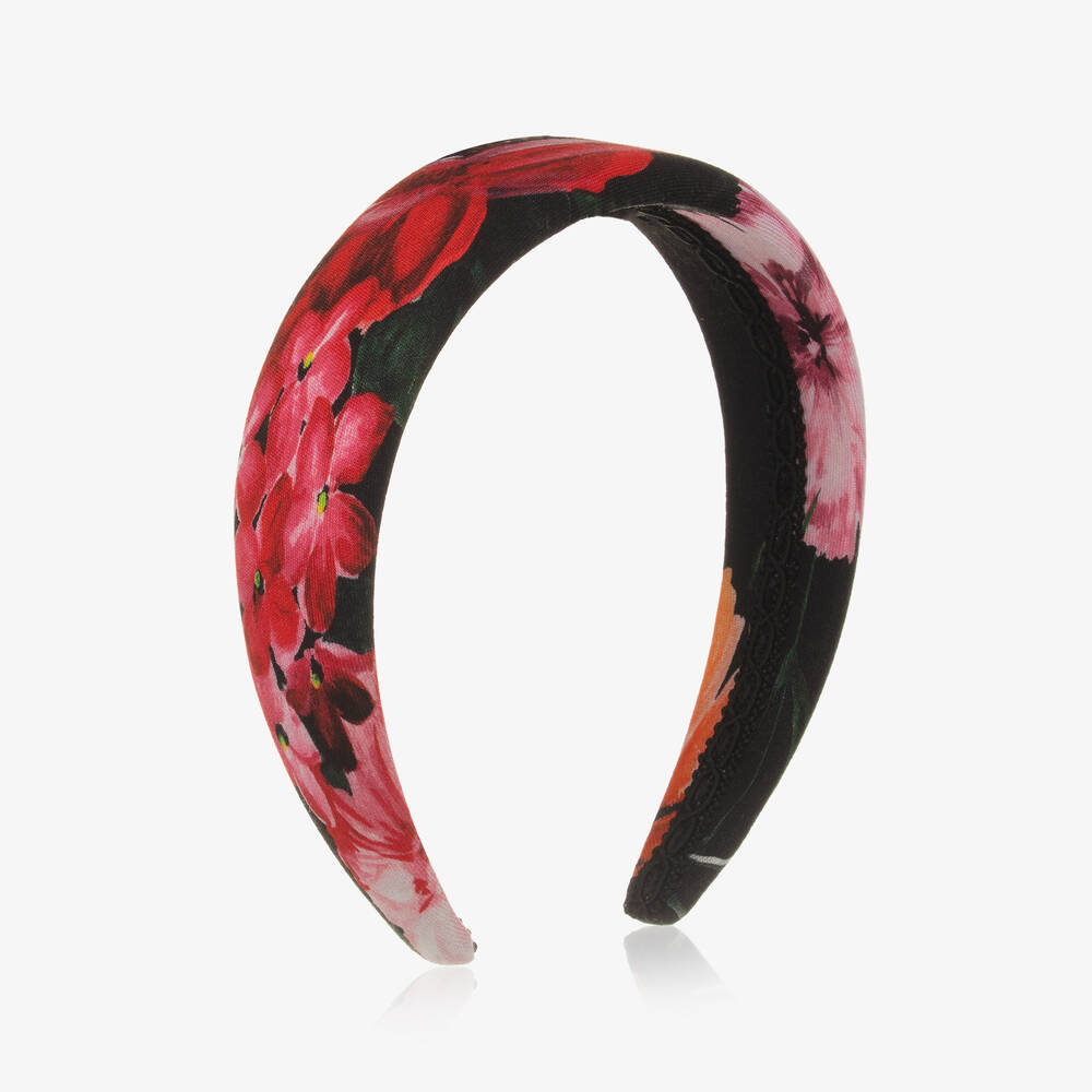 Dolce & Gabbana - Girls Black Floral Hairband | Childrensalon