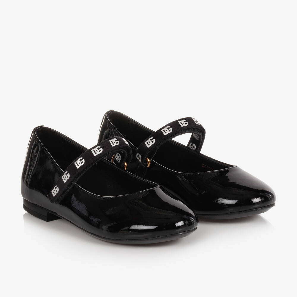 Dolce & Gabbana - حذاء بمب جلد لامع لون أسود للبنات | Childrensalon