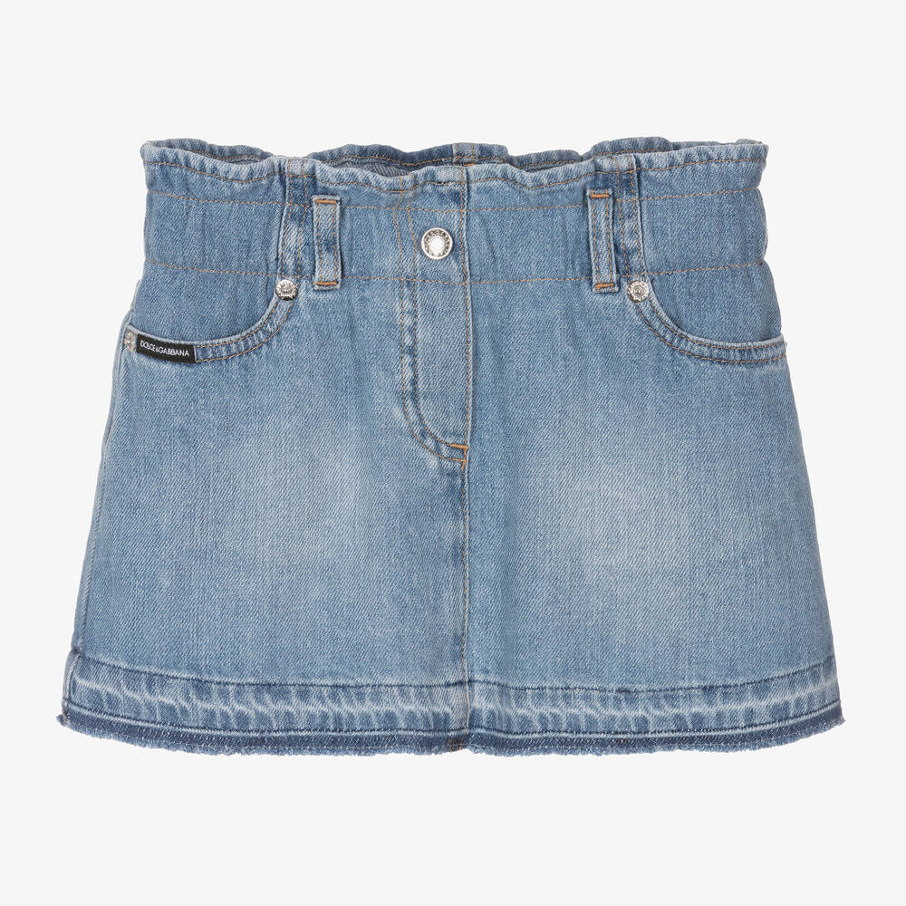 Shop Dolce & Gabbana Girls Blue Denim Mini Skirt