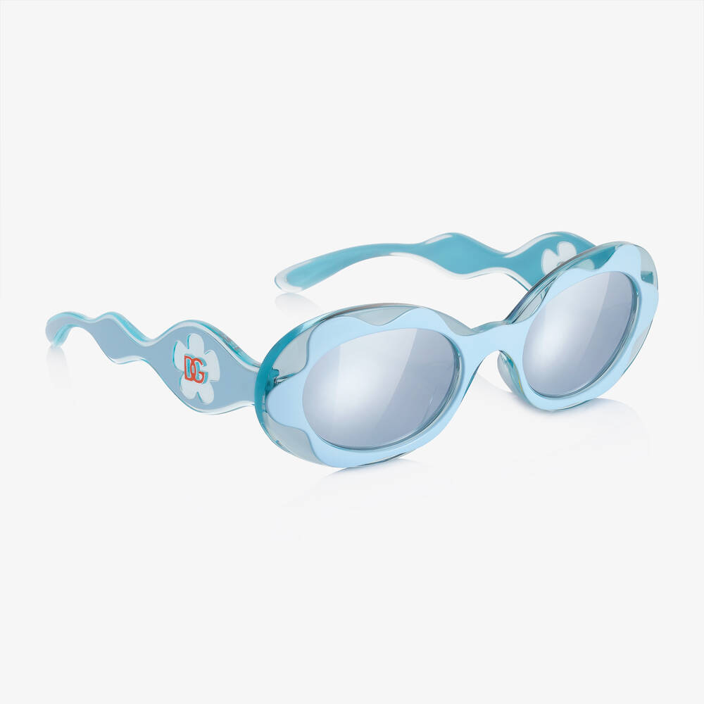 Dolce & Gabbana - نظارات شمسية بطبعة ورود لون أزرق للبنات | Childrensalon