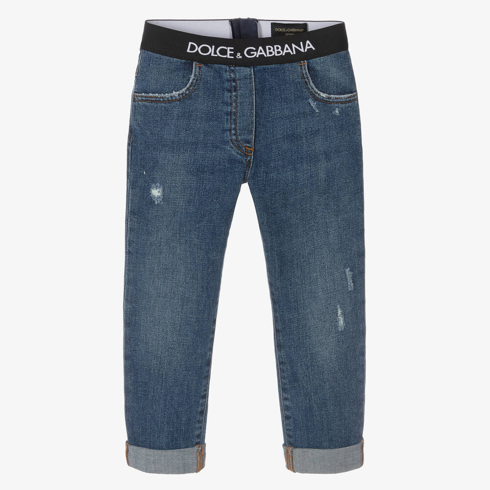 Dolce & Gabbana - Jean bleu à bande Fille | Childrensalon