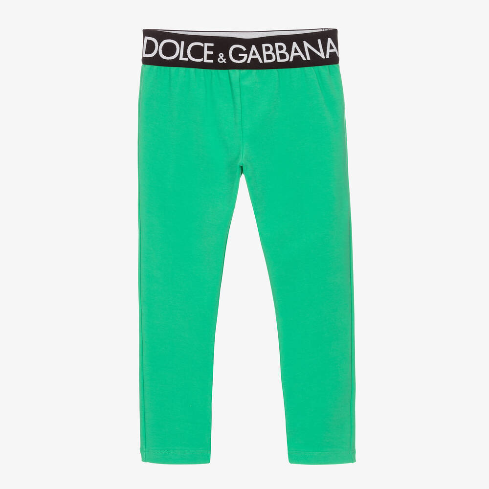 Dolce & Gabbana - ليغنغز قطن جيرسي لون أخضر للبنات | Childrensalon