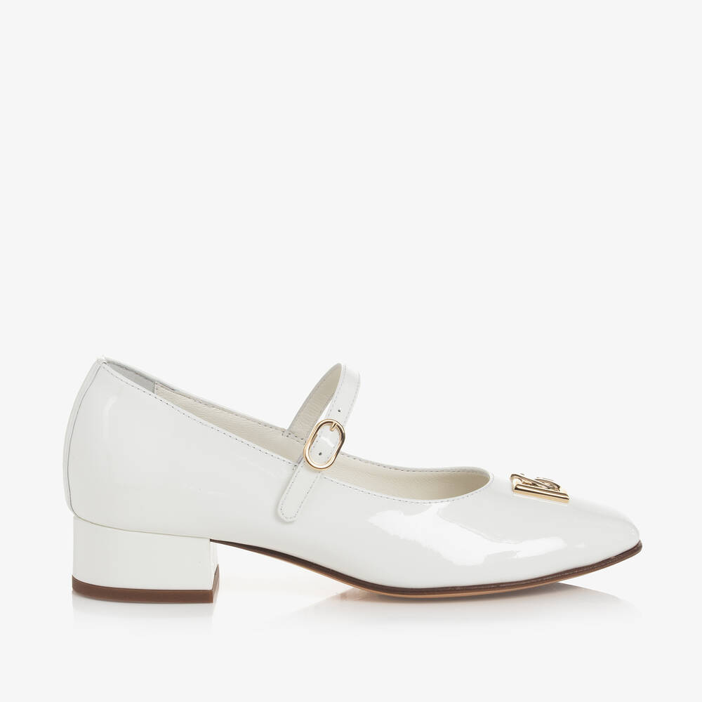Dolce & Gabbana Kids' Girls Ivory Patent Leather Heeled Shoes