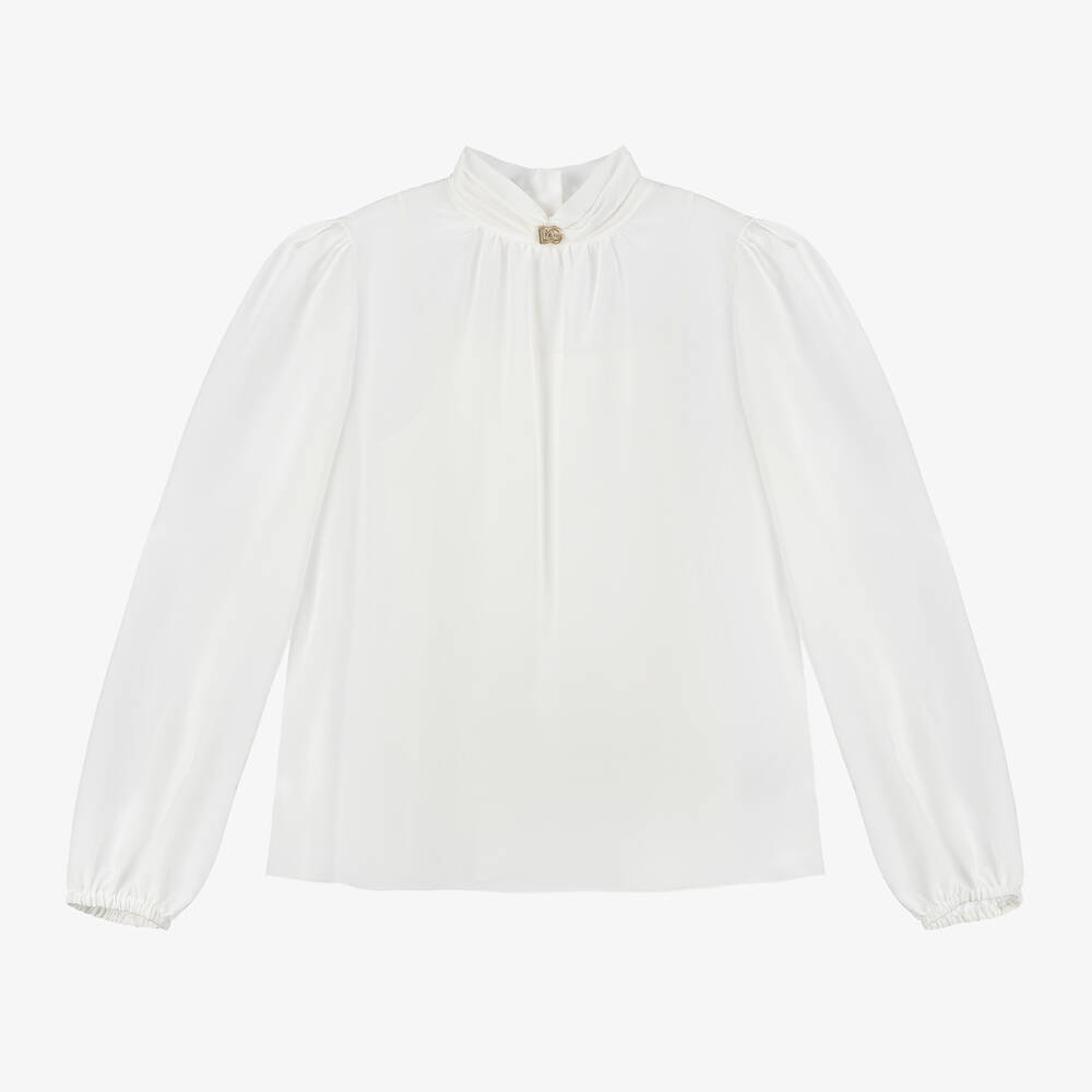 Dolce & Gabbana - Girls Ivory Silk Blouse | Childrensalon