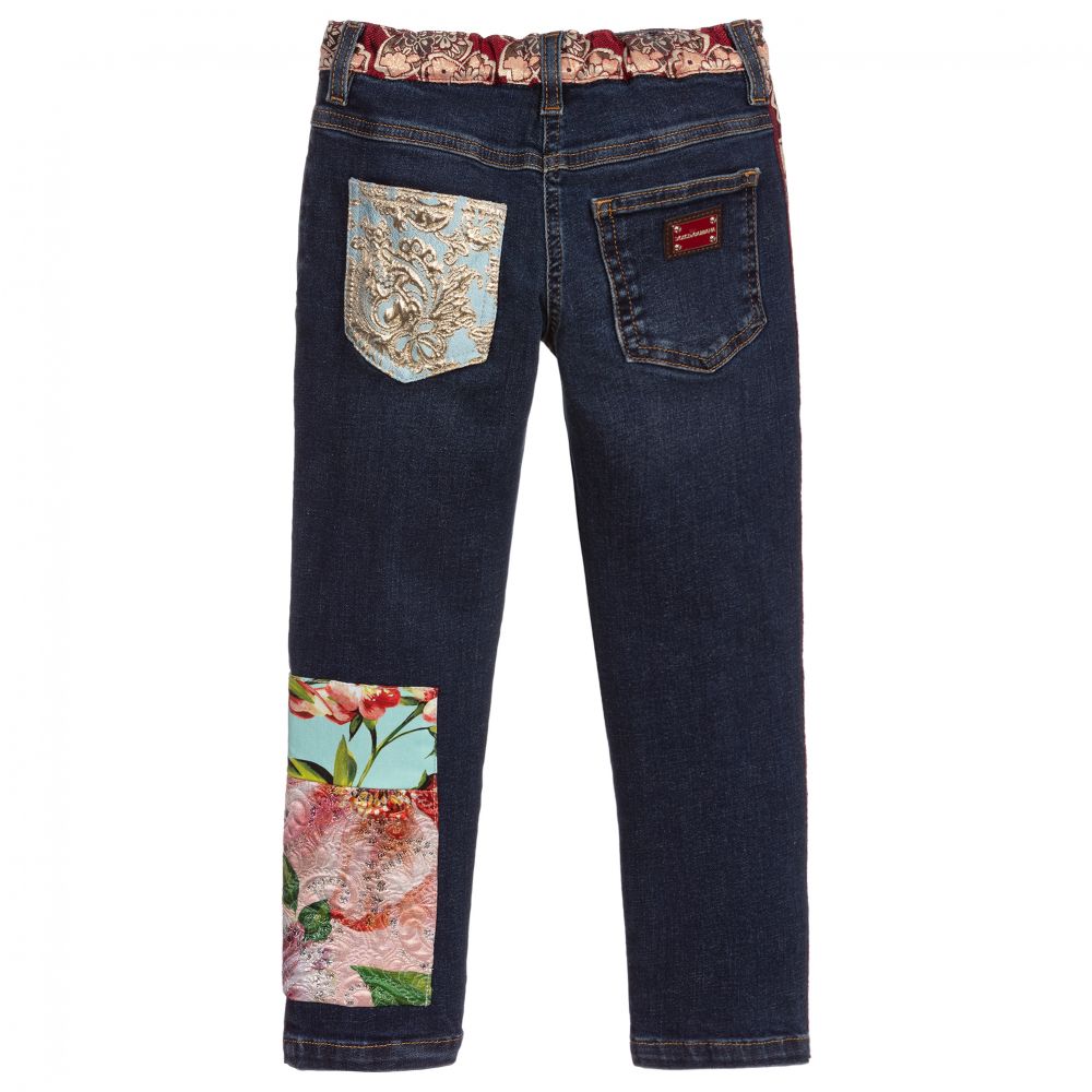 Dolce & Gabbana - Girls Jacquard Patchwork Jeans | Childrensalon
