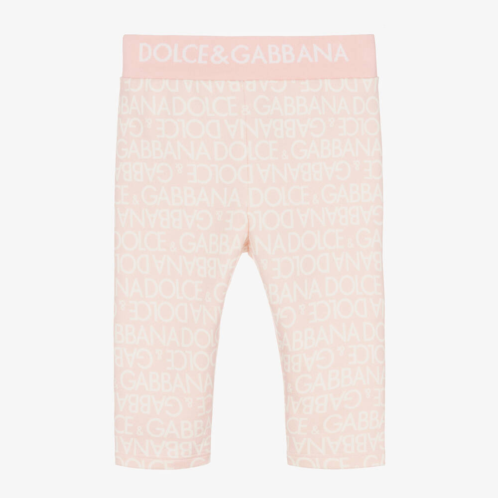 Dolce & Gabbana Babies' Girls Light Pink Cotton Leggings