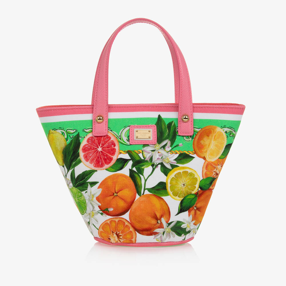 Dolce & Gabbana - حقيبة يد قطن وجلد لون زهري للبنات (25 سم) | Childrensalon