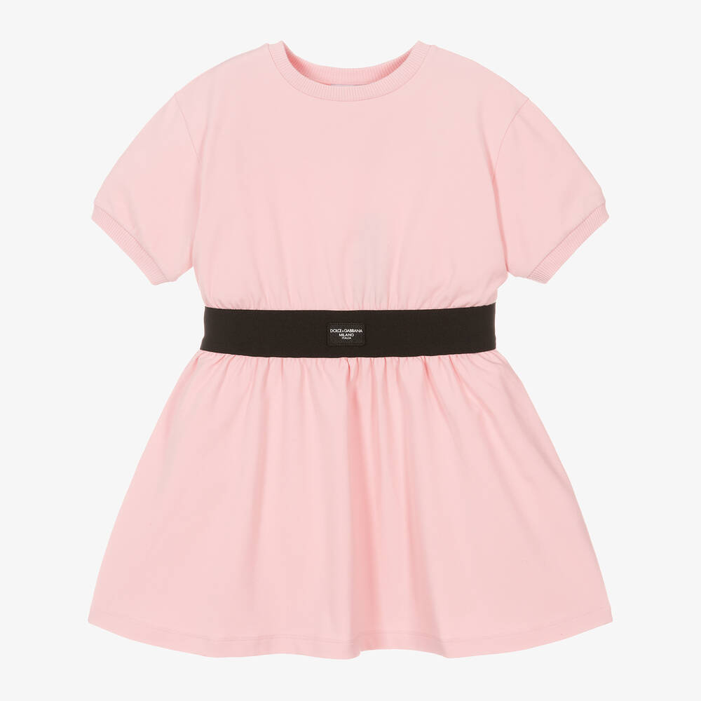 Dolce & Gabbana - Розовое платье из хлопкового джерси для девочек | Childrensalon