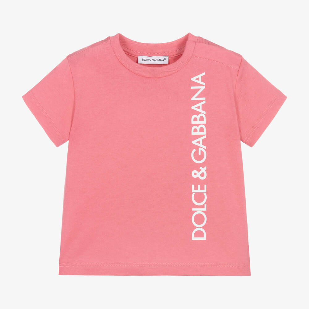 Dolce & Gabbana - Girls Pink Cotton Jersey T-Shirt | Childrensalon