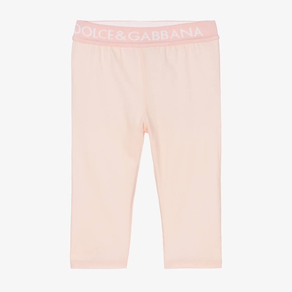 Dolce & Gabbana - Girls Pink Cotton Leggings | Childrensalon