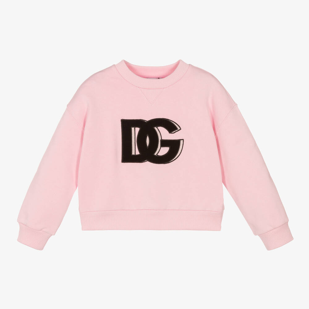 Dolce & Gabbana - سويتشيرت قطن لون زهري للبنات  | Childrensalon