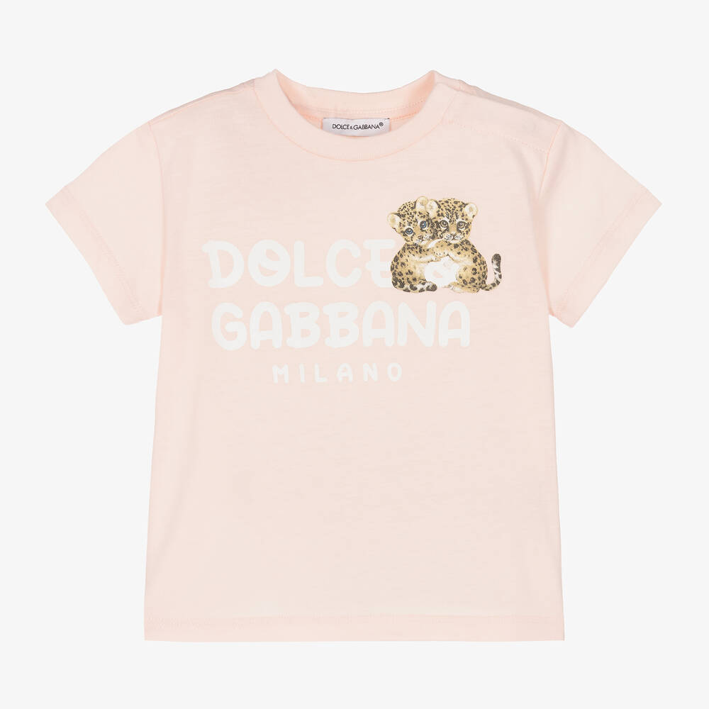 Dolce & Gabbana - Girls Pink Cotton T-Shirt | Childrensalon