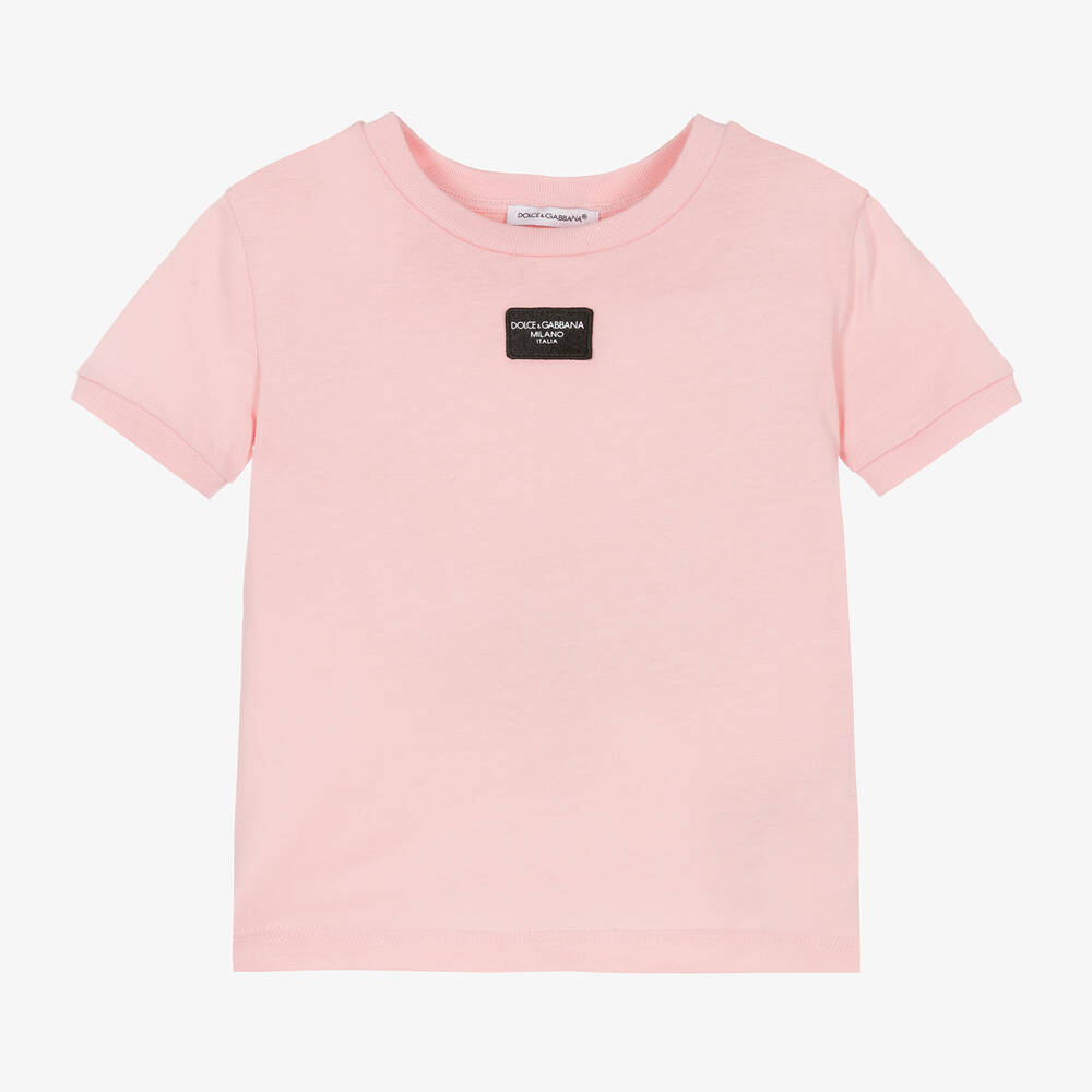 Dolce & Gabbana - Розовая хлопковая футболка для девочек | Childrensalon