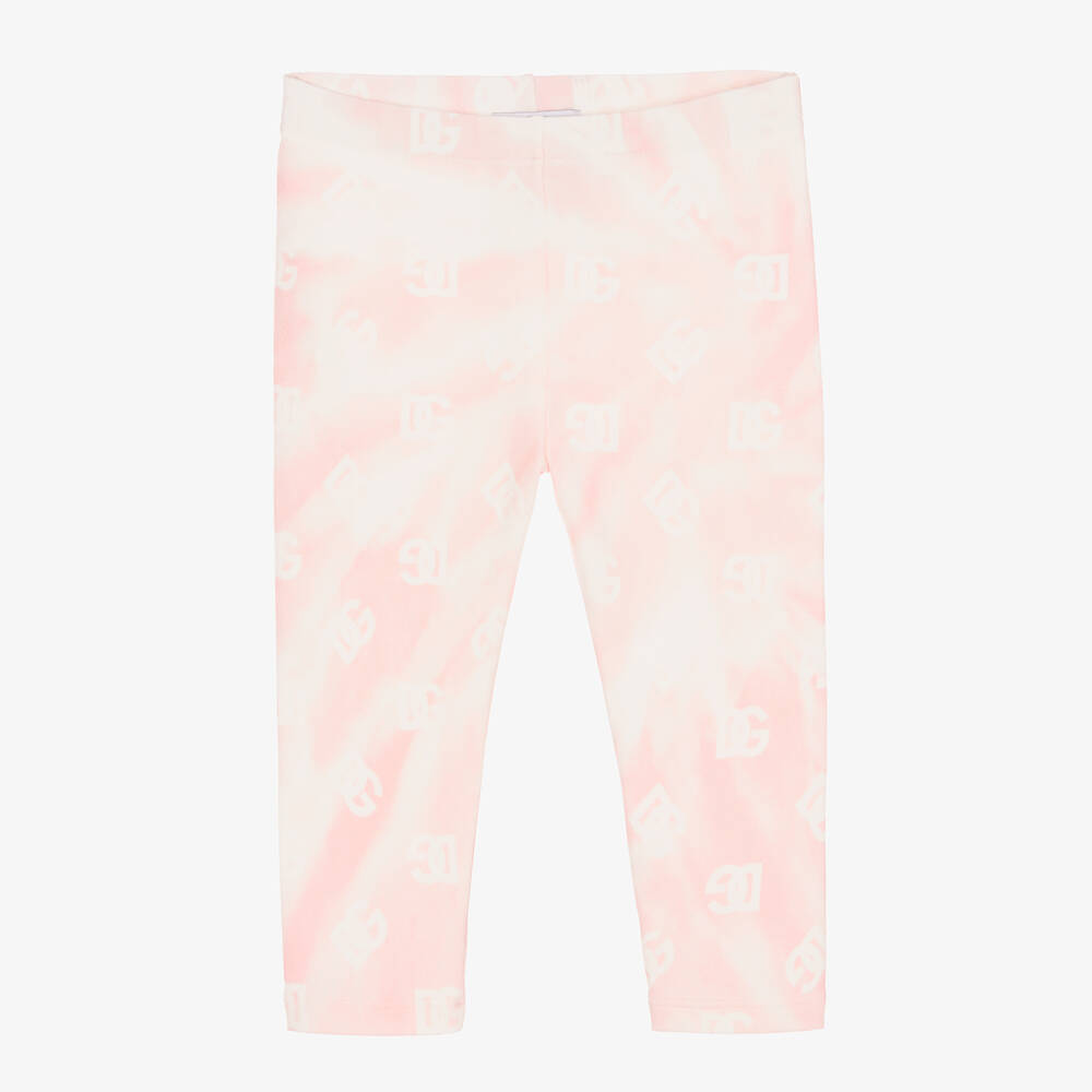 Dolce & Gabbana Babies' Tie-dye Print Cropped Leggings In Pink