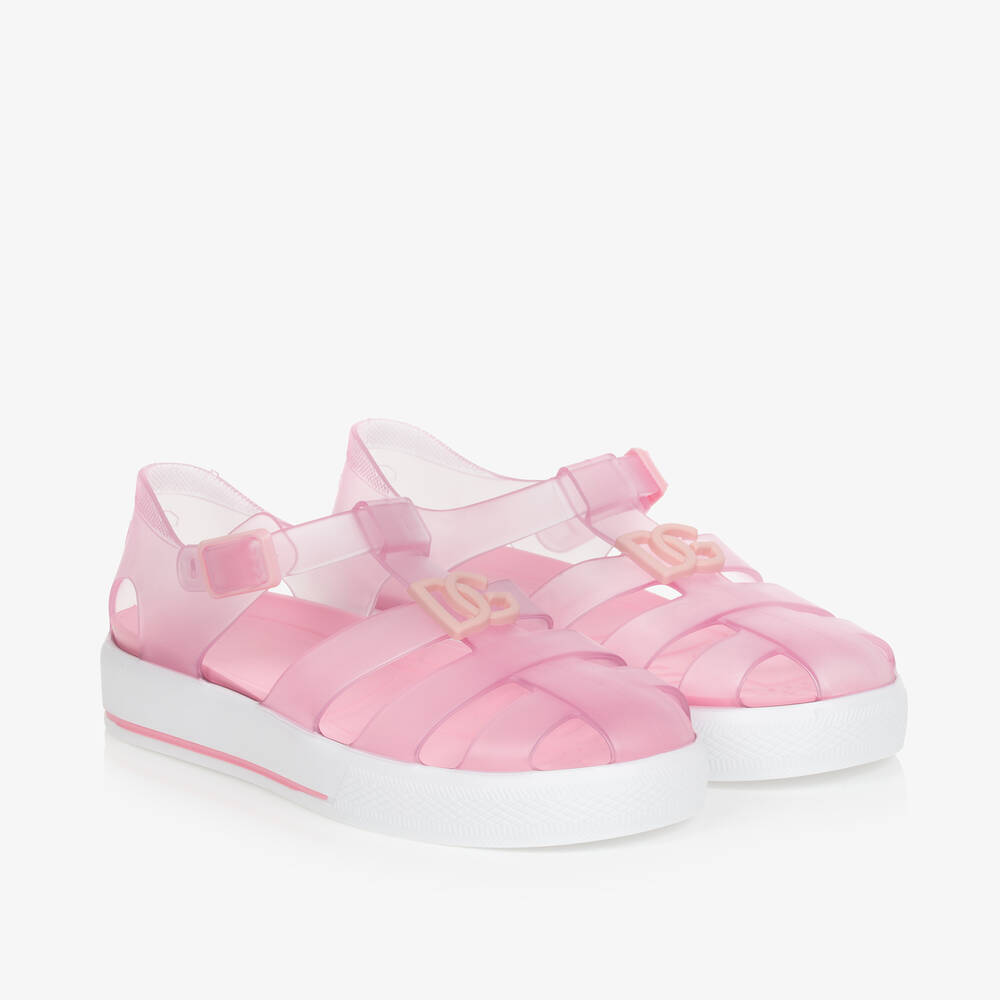 Dolce & Gabbana - حذاء جيلي بشعار DG لون زهري للبنات | Childrensalon