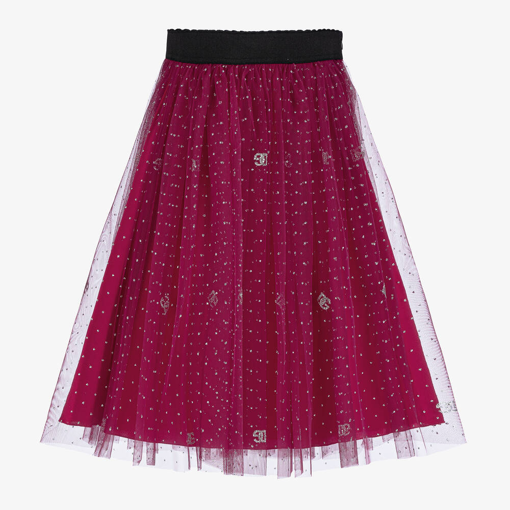 Dolce & Gabbana - Girls Pink Glittery Tulle & Silk Skirt | Childrensalon