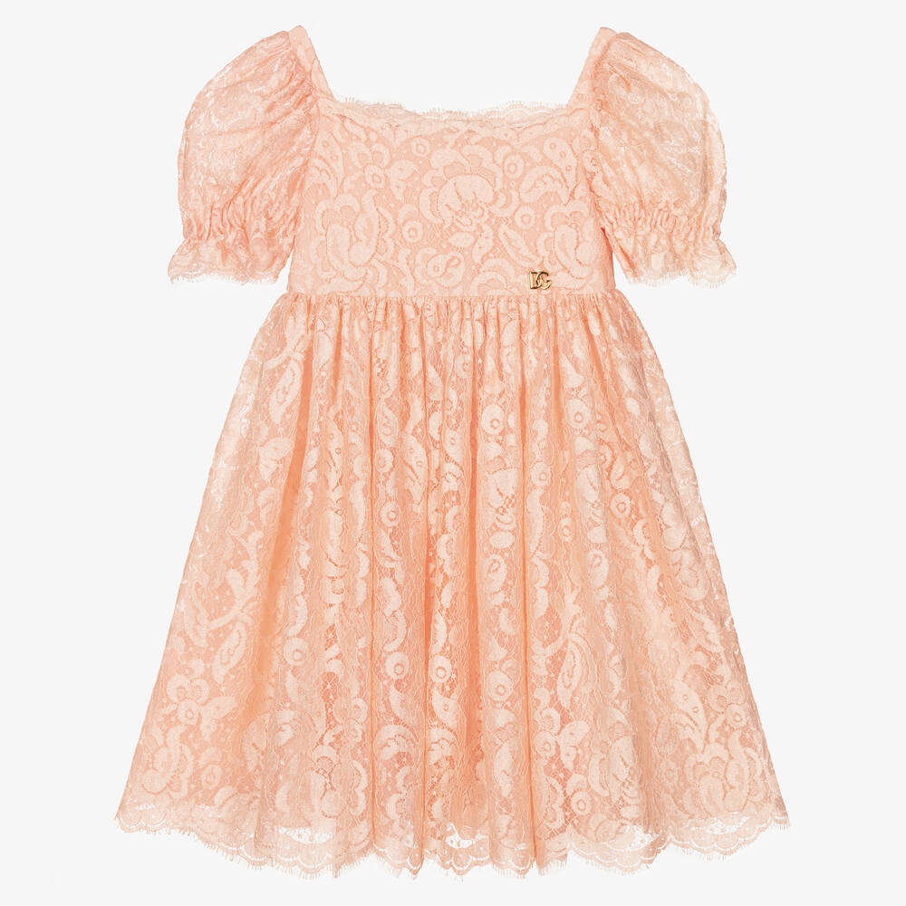 Dolce & Gabbana Kids' Girls Pink Lace Dress