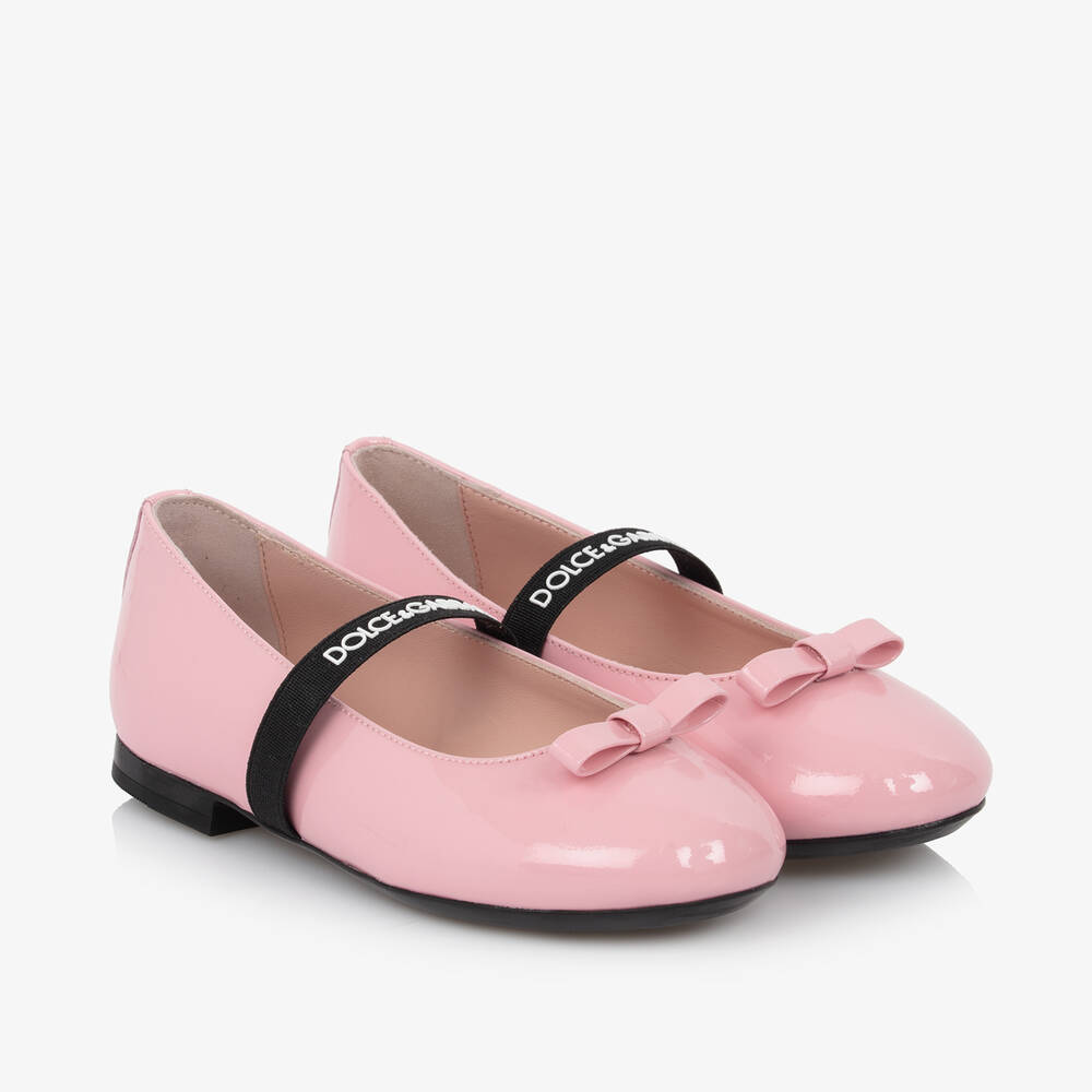 Dolce & Gabbana - Girls Pink Patent Leather Ballerina Flats | Childrensalon