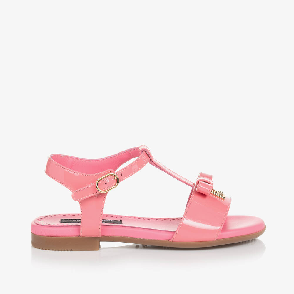 Dolce & Gabbana Kids' Girls Pink Patent Leather Dg Sandals
