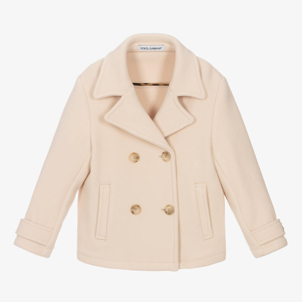 Dolce & Gabbana - Girls Pink Wool Double-Breasted Jacket ...