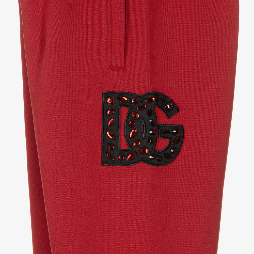 Dolce & Gabbana - Girls Red Rhinestone DG Joggers