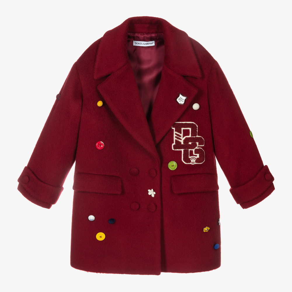 Dolce & Gabbana Kids' Girls Red Wool Coat