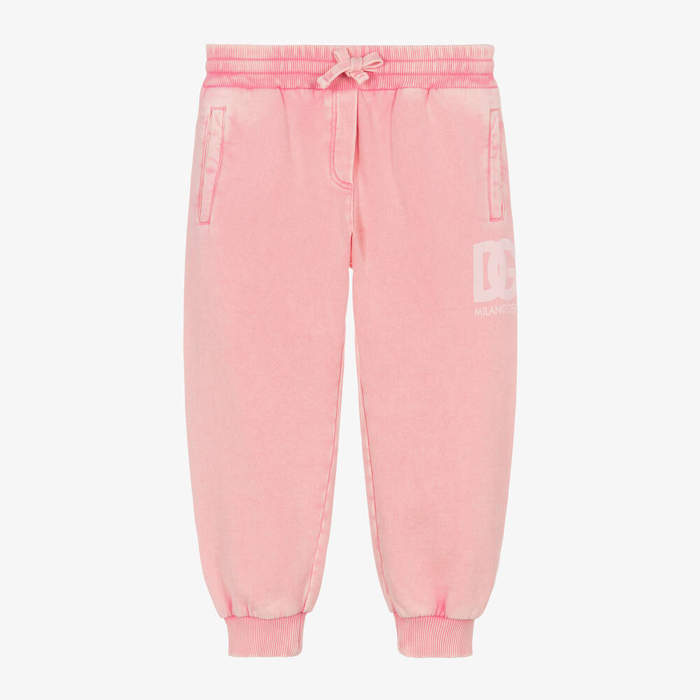 Dolce & Gabbana - Girls Washed Pink Cotton Joggers | Childrensalon