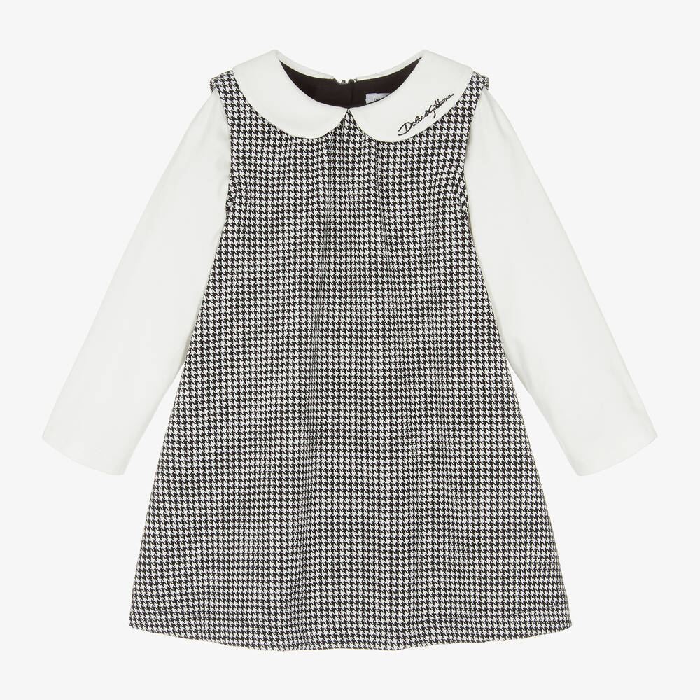 Dolce & Gabbana - Girls White & Black Houndstooth Dress | Childrensalon