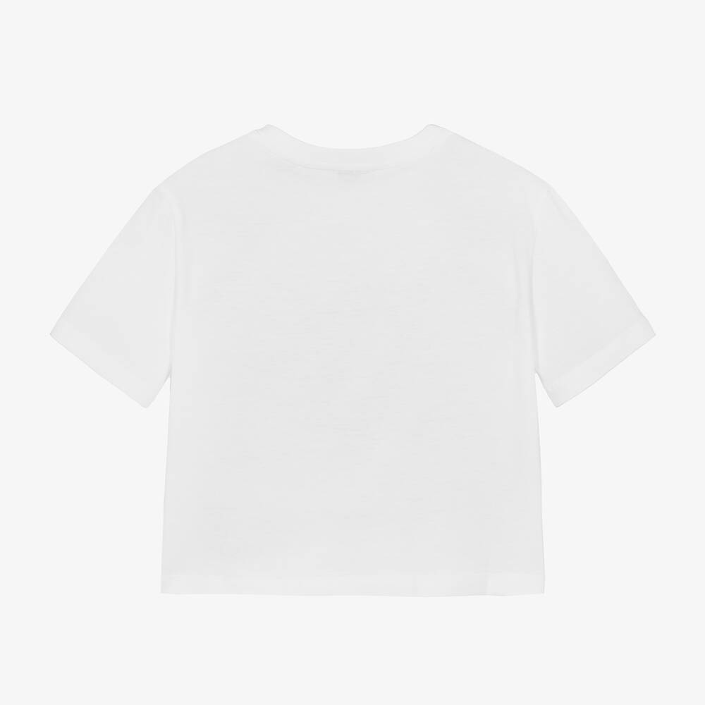 Dolce & Gabbana - Girls White Cotton Floral T-Shirt | Childrensalon
