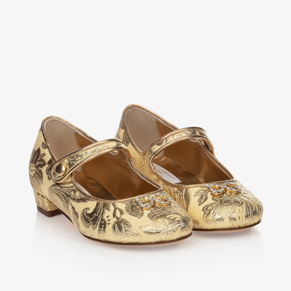 Dolce & Gabbana Kids' Girls Gold Brocade Shoes