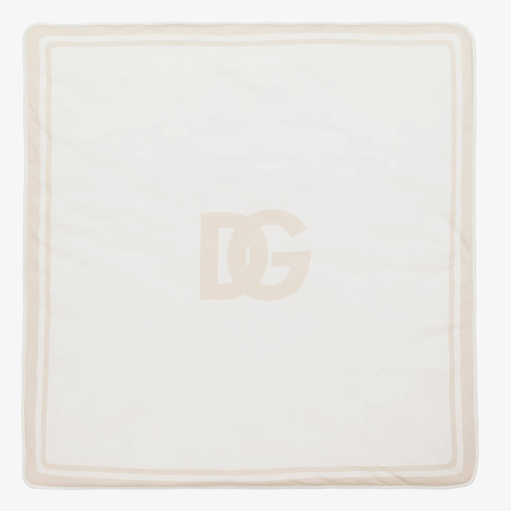 Dolce & Gabbana - Ivory & Beige Padded DG Blanket (81cm) | Childrensalon