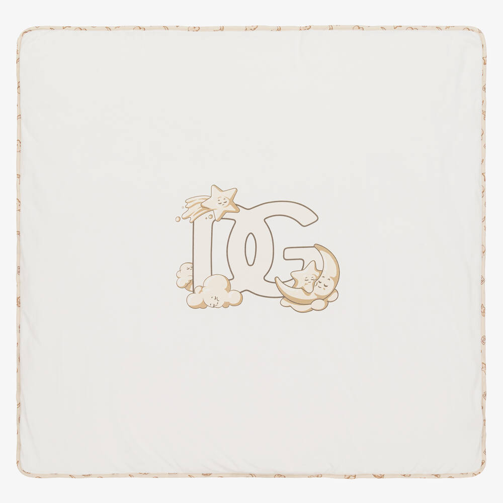 Dolce & Gabbana - Ivory Cotton Starry DG Logo Blanket (75cm) | Childrensalon