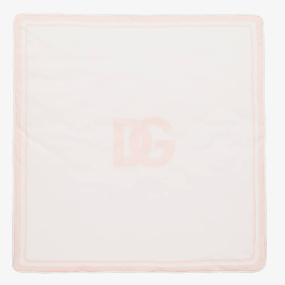 Dolce & Gabbana - Ivory & Pink Padded DG Blanket (81cm) | Childrensalon