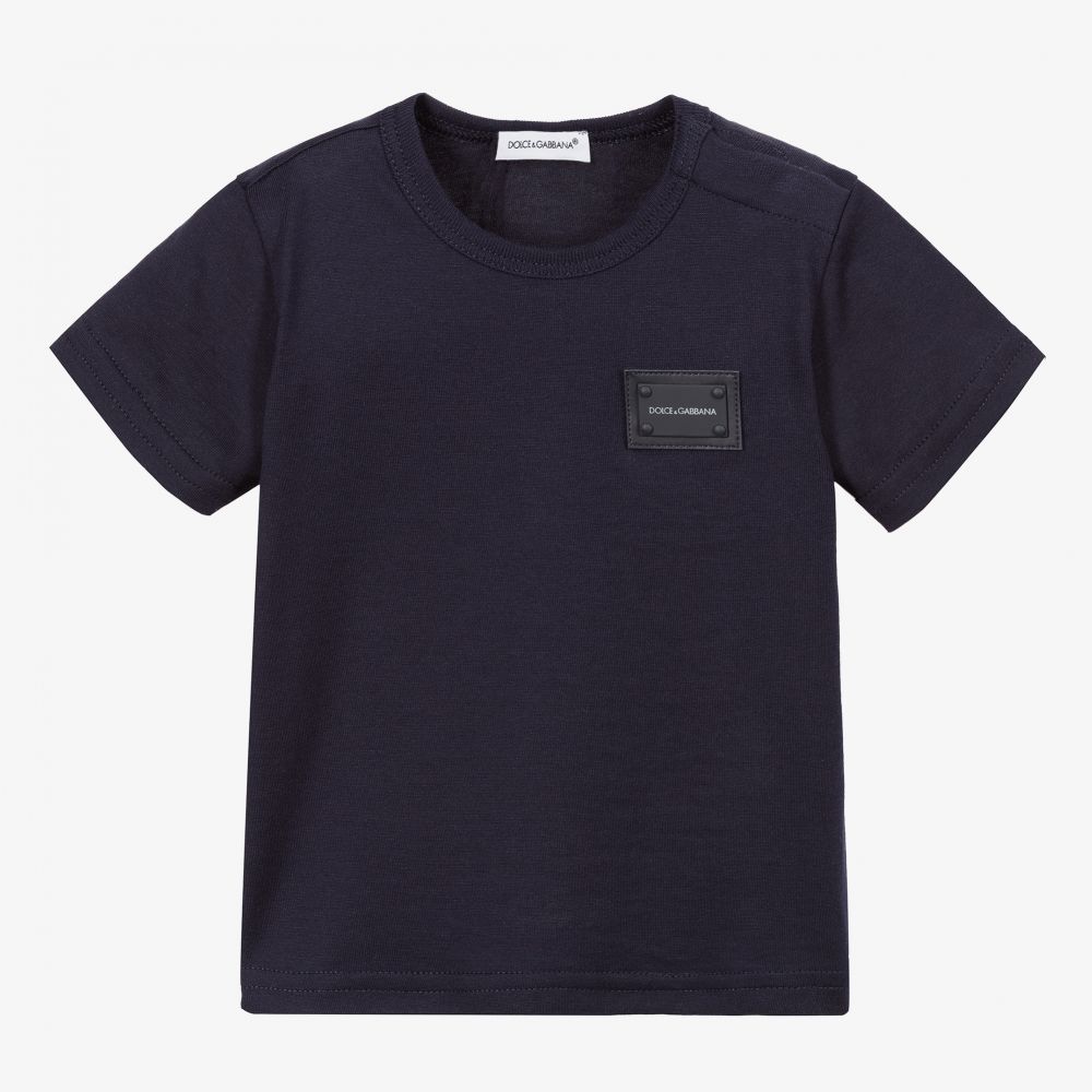 Dolce & Gabbana - Navy Blue Cotton Baby T-Shirt | Childrensalon