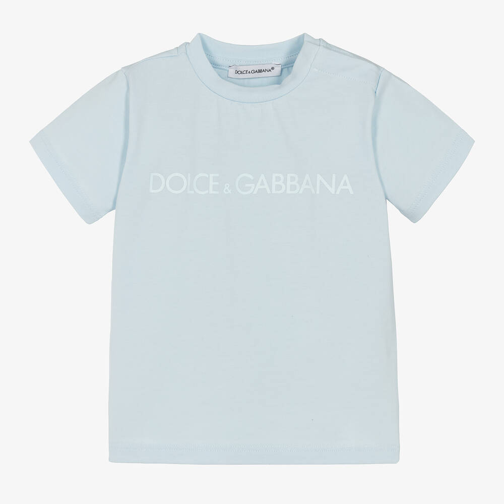 Dolce & Gabbana - Pale Blue Cotton Baby T-Shirt | Childrensalon