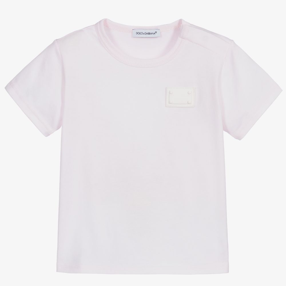 Dolce & Gabbana - Pink Cotton Baby T-Shirt | Childrensalon