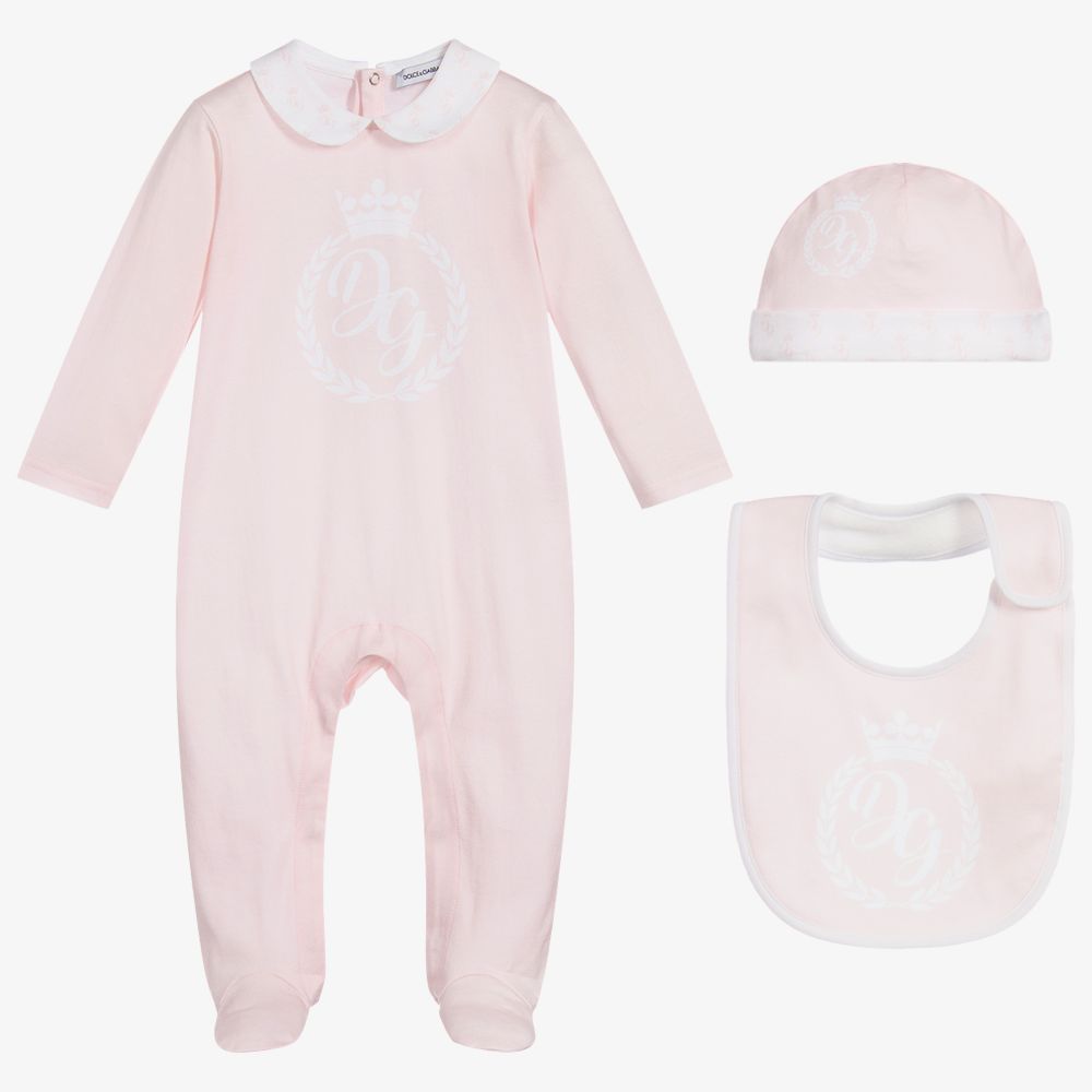 Dolce & Gabbana - Pink Logo Babygrow Gift Set | Childrensalon