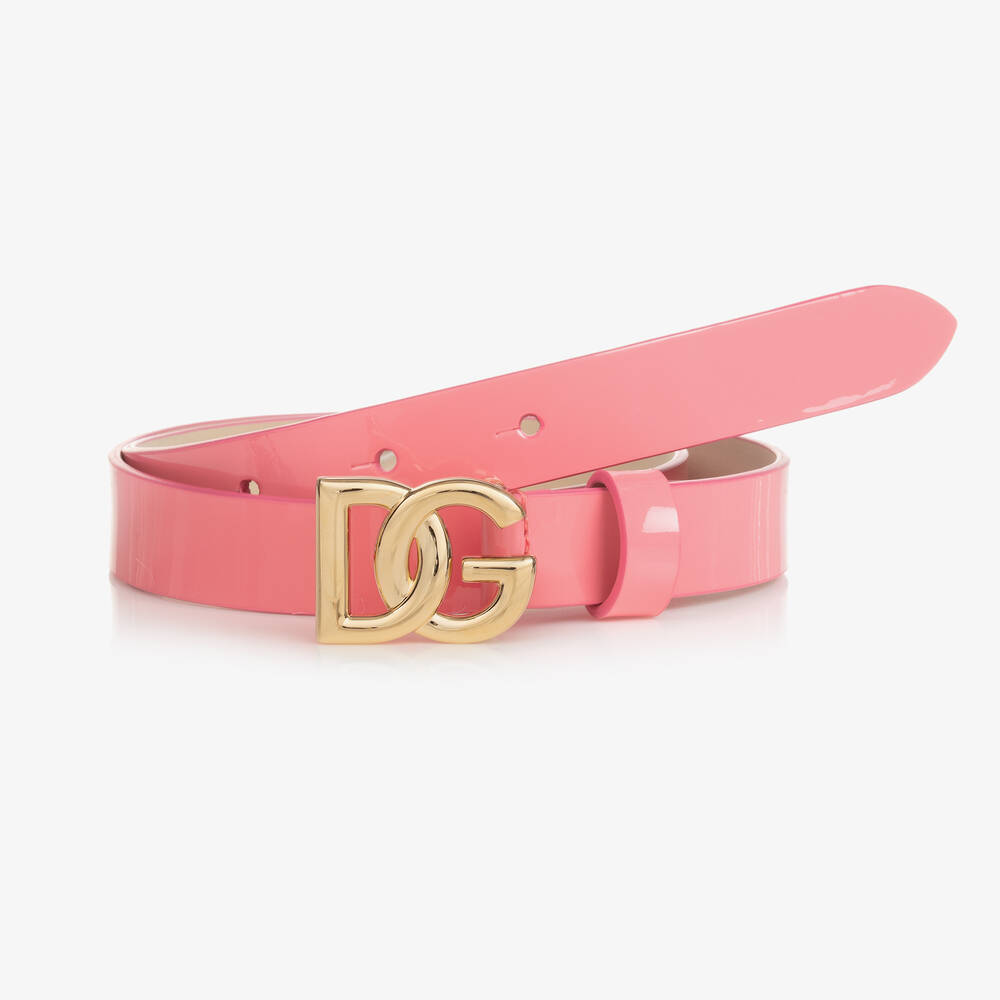 Dolce & Gabbana - حزام جلد لامع لون زهري للبنات | Childrensalon