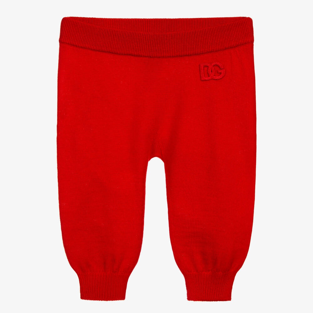 Dolce & Gabbana Girls Red Wool Baby Joggers