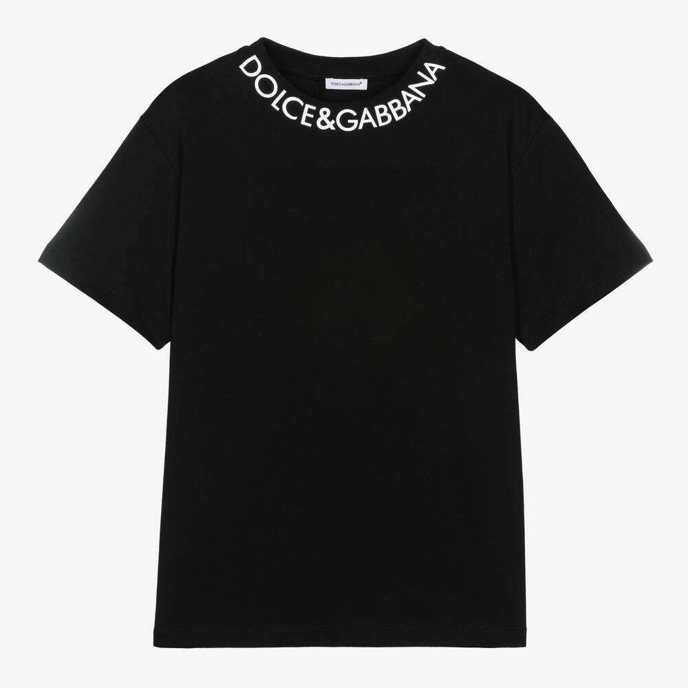 Dolce & Gabbana - Черная футболка из хлопкового джерси для подростков | Childrensalon