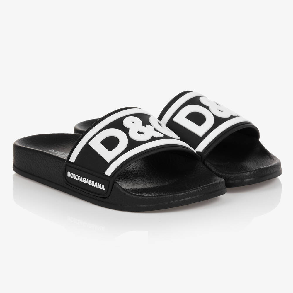 Dolce & Gabbana - Teen Black Logo Sliders | Childrensalon
