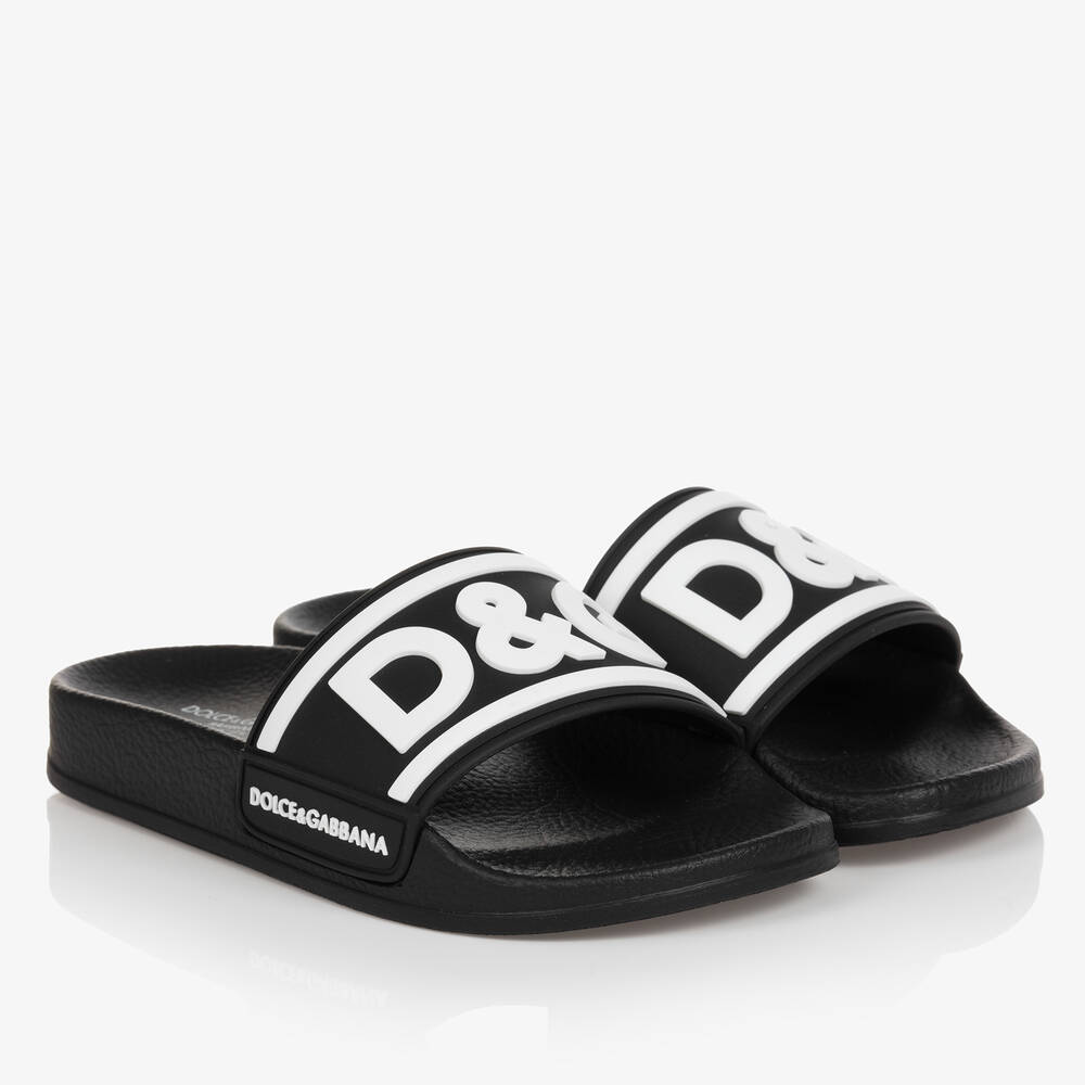Dolce & Gabbana - Teen Black Sliders | Childrensalon