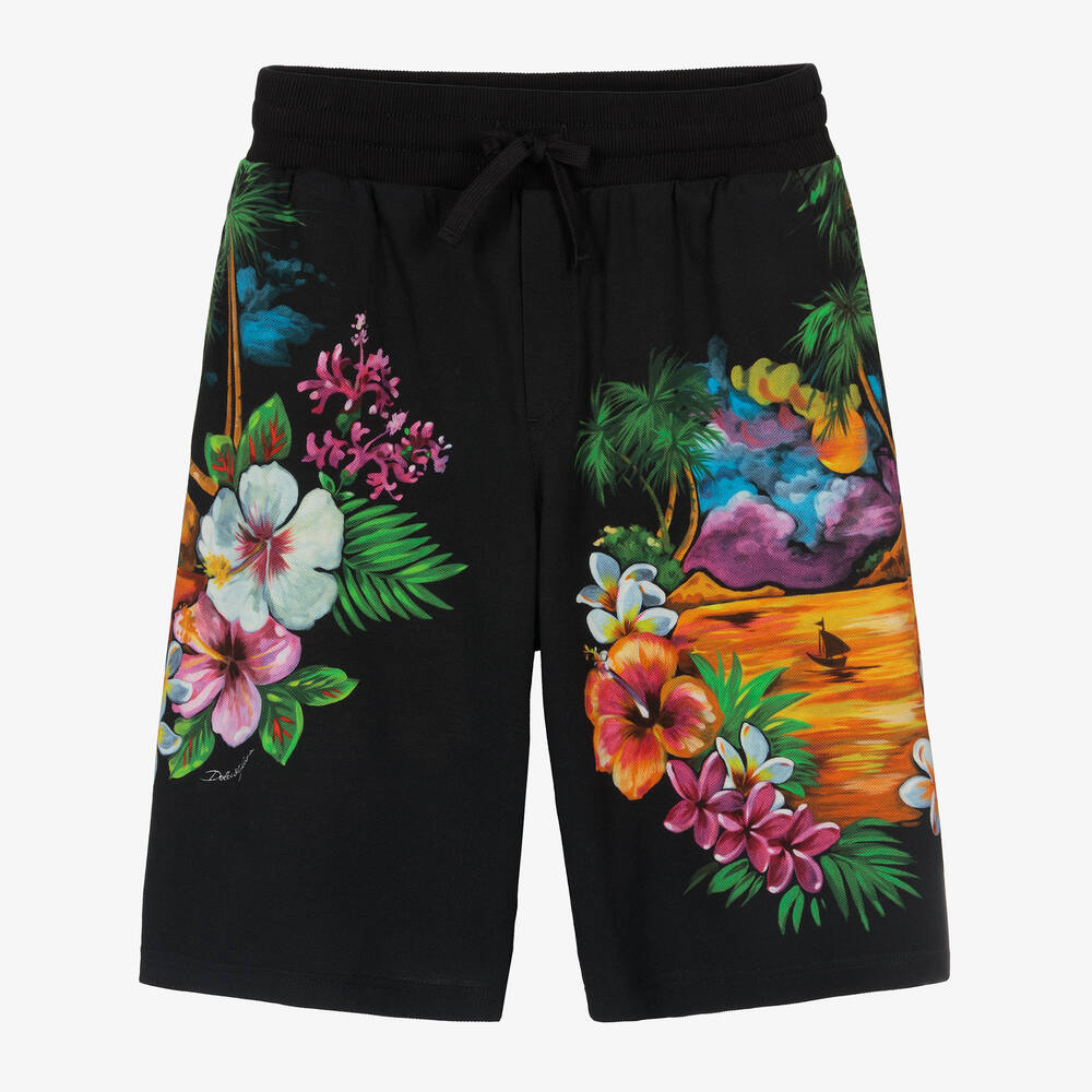 Dolce & Gabbana - Teen Boys Black Hawaii Shorts | Childrensalon
