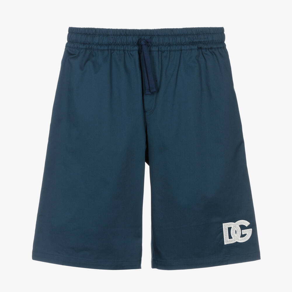 Dolce & Gabbana - Teen Boys Blue Cotton Crossover DG Shorts | Childrensalon