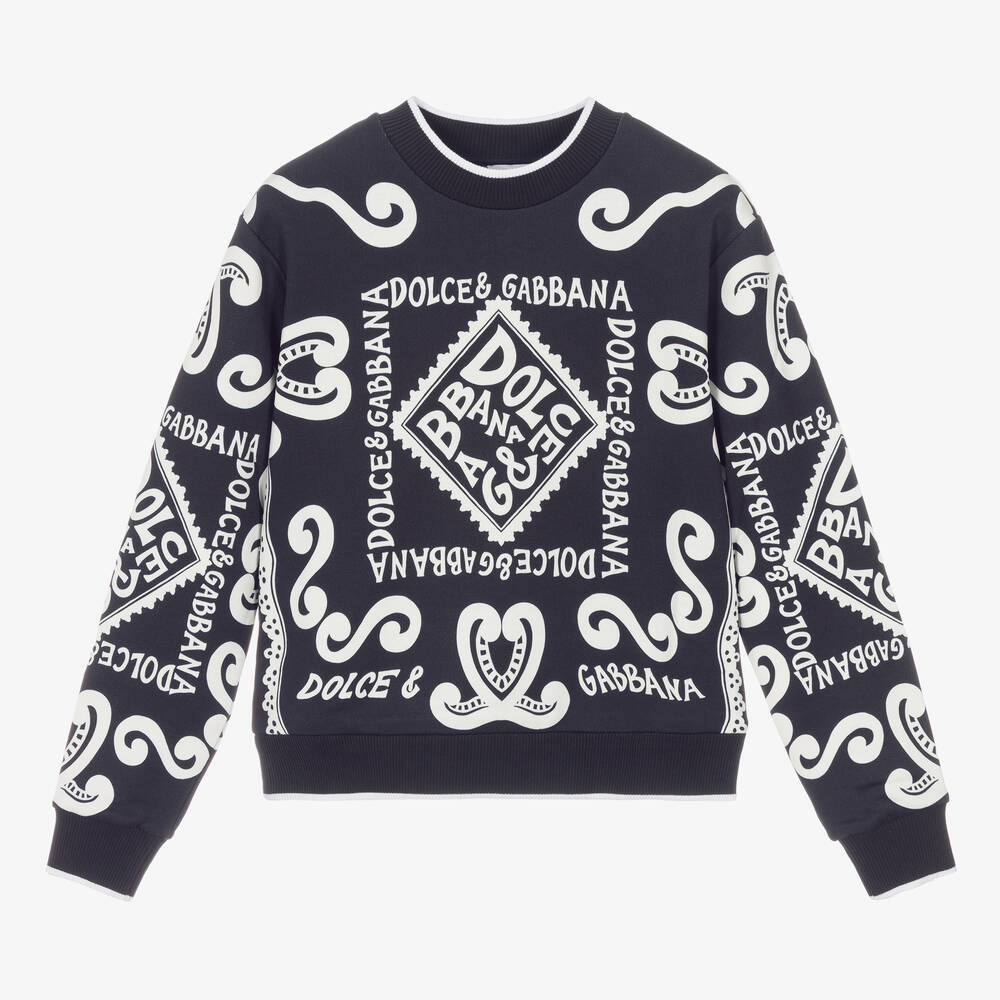 Shop Dolce & Gabbana Teen Boys Blue Cotton Marina Sweatshirt