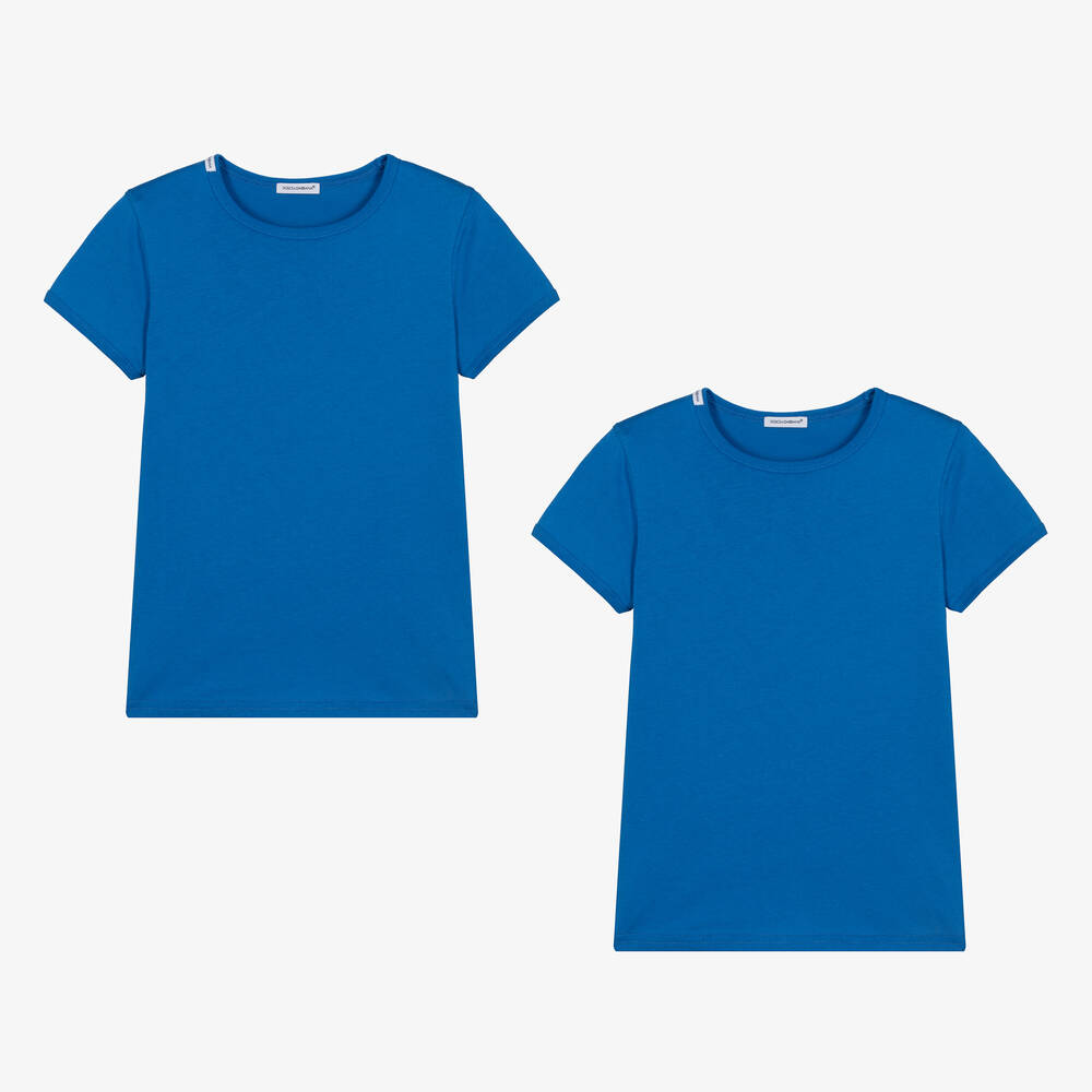 Dolce & Gabbana Teen Boys Blue Cotton T-shirts (2 Pack)