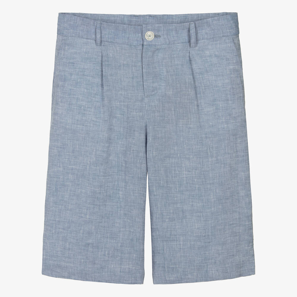Dolce & Gabbana - Teen Boys Blue Linen Shorts | Childrensalon