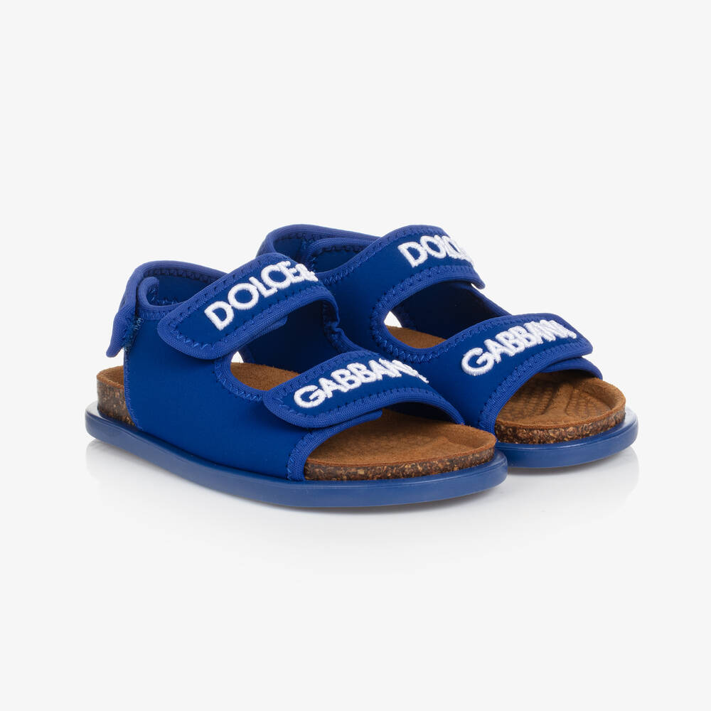 Dolce & Gabbana Teen Boys Blue Logo Sandals