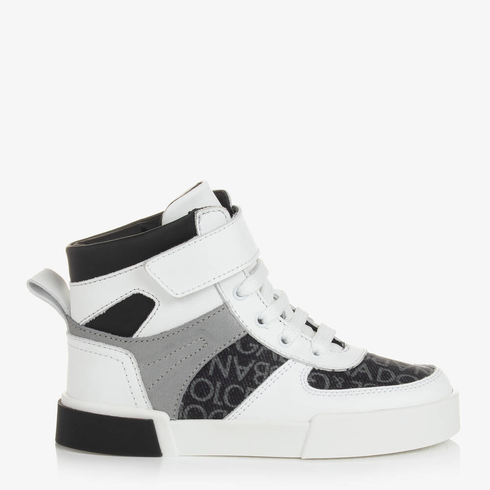 Dolce & Gabbana Teen Boys Leather High Top Trainers In White